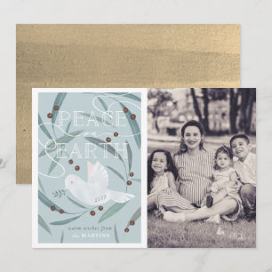 Peace on Earth Dove Carte bleue photo de Noël