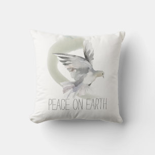 Peace on Earth Dove Farmhouse Throw Pillow