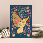 Peace on Earth Dove Floral Folk Art Deep Blue Holiday Card<br><div class="desc">Our Peace on Earth Christmas flat holiday card is inspired by the beauty and style of Scandinavian folk art but with a modern and vintage flare. Our design conveys a world of hope, love and Peace depicted through art, imagery and colour. Deep contrasts are combined with joyful bright colours of...</div>