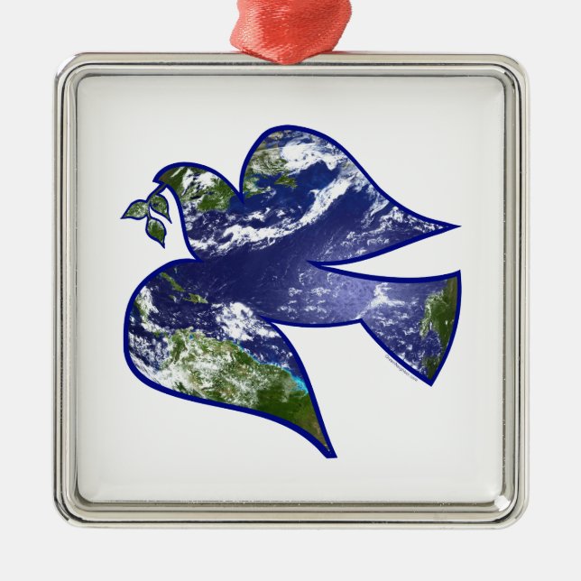 Peace on Earth Dove Metal Ornament (Front)