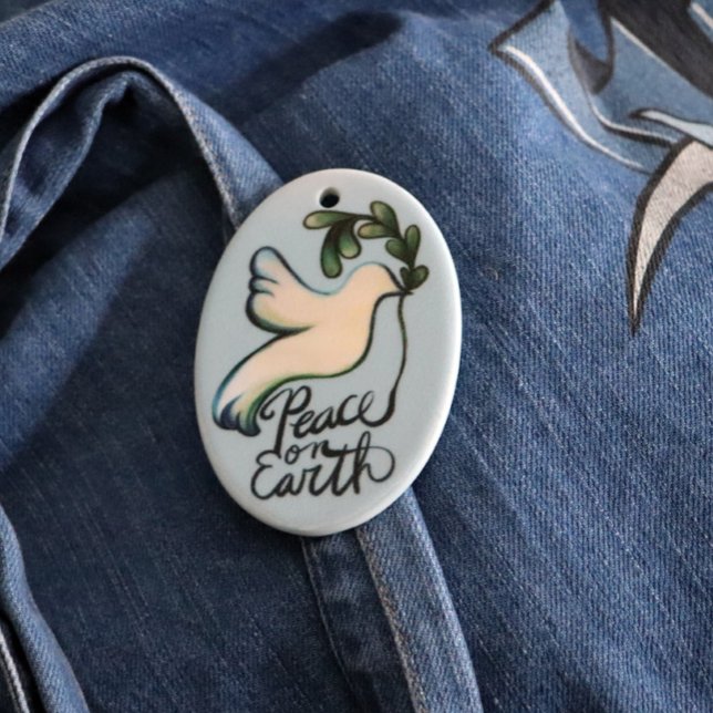 Peace on earth dove of hope peaceful art           ceramic ornament (Creator Uploaded)