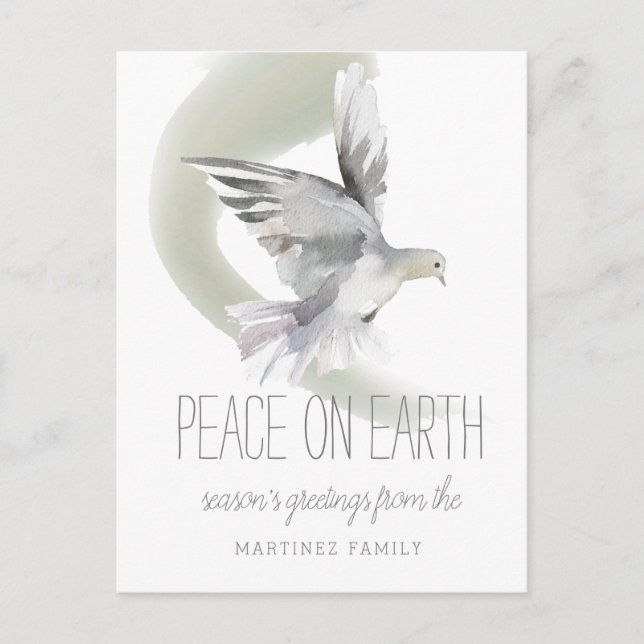 Peace on Earth Dove Photo Holiday Postcard (Front)