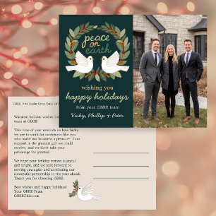 Peace on Earth Doves Business CUSTOM PHOTO  Holiday Postcard