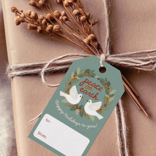Peace on Earth Doves Christmas Holidays CUSTOM  Gift Tags
