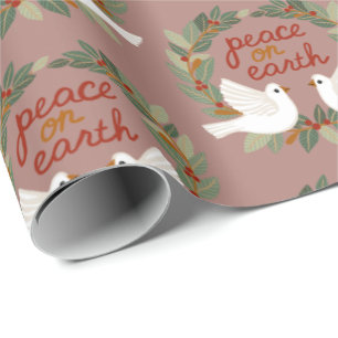 Peace on Earth Doves Christmas Holidays CUSTOM  Wrapping Paper