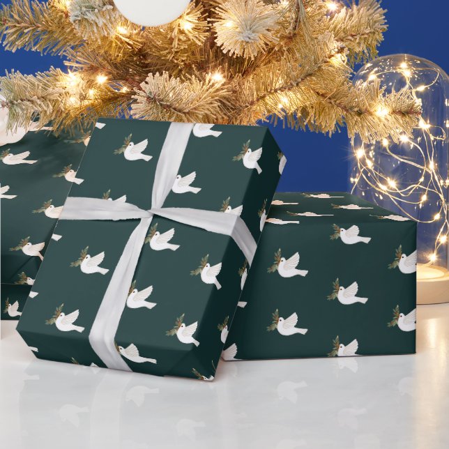 Peace on Earth Doves Christmas Holidays CUSTOM  Wrapping Paper (Holidays)