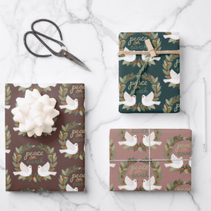 Peace on Earth Doves Christmas Holidays CUSTOM  Wrapping Paper Sheet