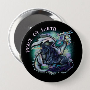 Peace on Earth Dragon and Unicorn 4 Inch Round Button