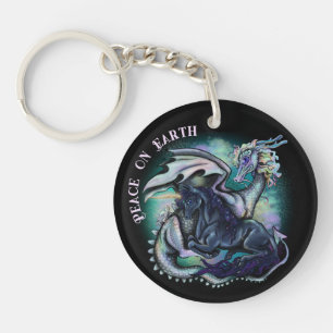 Peace on Earth Dragon and Unicorn Keychain