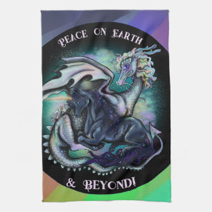 Peace on Earth Dragon and Unicorn Kitchen Towel
