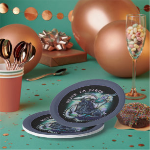 Peace on Earth Dragon and Unicorn Paper Plate