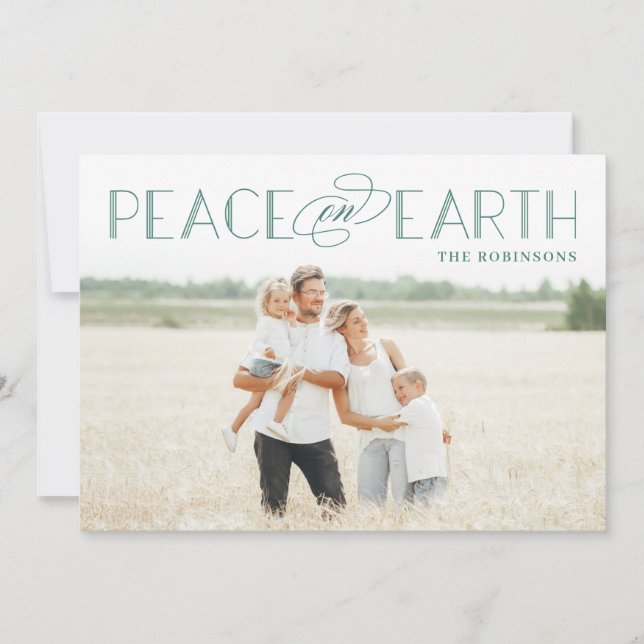 Peace on Earth Editable Colour Holiday Photo Card (Front)