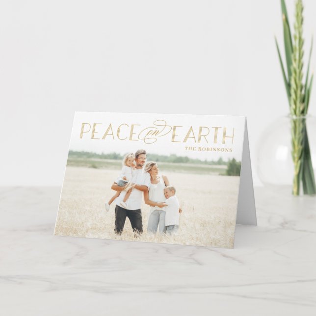 Peace on Earth Editable Colour Holiday Photo Card (Front)