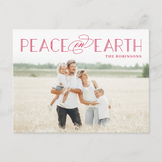 Peace on Earth Editable Colour Holiday Postcard (Front)