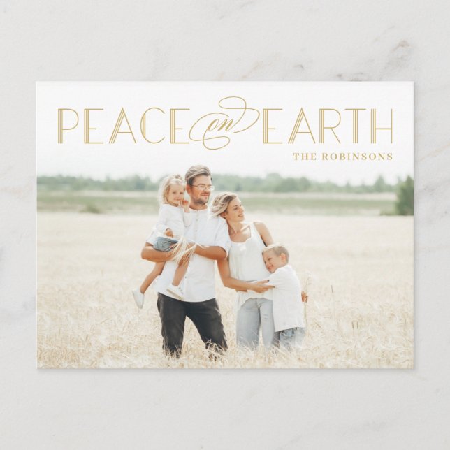 Peace on Earth Editable Colour Holiday Postcard (Front)