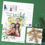 Peace on Earth Elegant Botanical Greenery Photo Postcard<br><div class="desc">Wishing your family peace on earth this holiday season with this elegant botanical Christmas postcard. Personalize the chic greenery frame with your own family photograph in the centre. Customize with your own green text for a beautiful,  modern holiday postcard.</div>