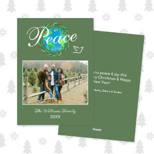 Peace on Earth Elegant Script Christmas Photo Holiday Card