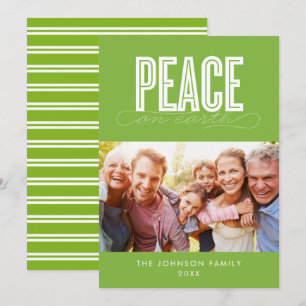 PEACE ON EARTH FAMILY PHOTO CHRISTMAS HOLIDAY CARD