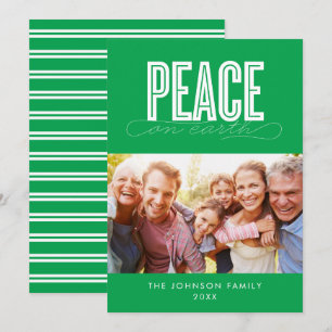 PEACE ON EARTH FAMILY PHOTO CHRISTMAS HOLIDAY CARD