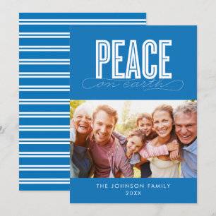 PEACE ON EARTH FAMILY PHOTO CHRISTMAS HOLIDAY CARD