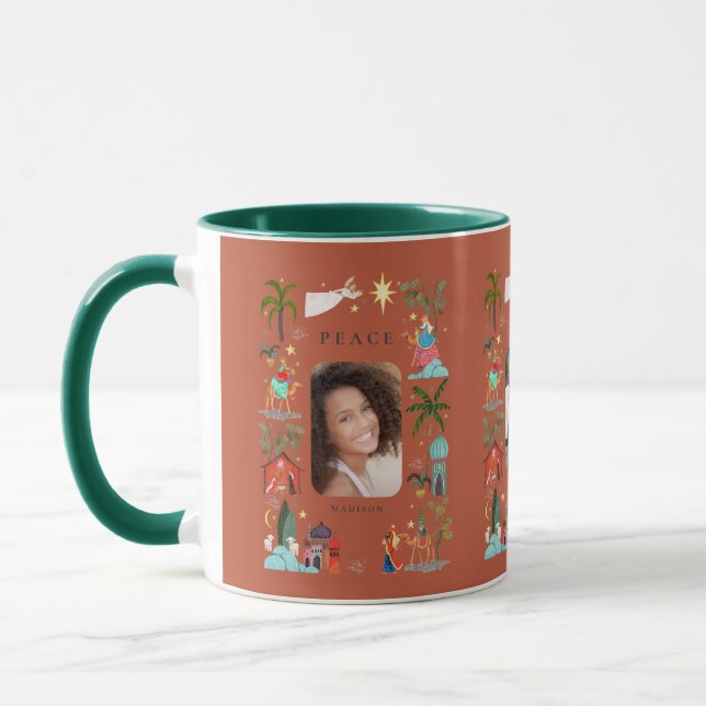 Peace on Earth Family Photo Christmas  Mug (Left)