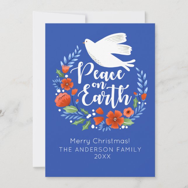 Peace on Earth Floral Christmas Holiday Photo