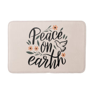 Peace on Earth Floral Design Bath Mat