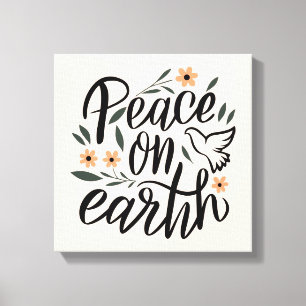 Peace on Earth Floral Design Canvas Print