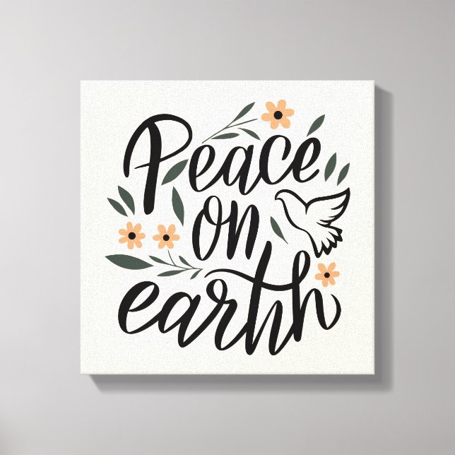 Peace on Earth Floral Design Canvas Print (Front)