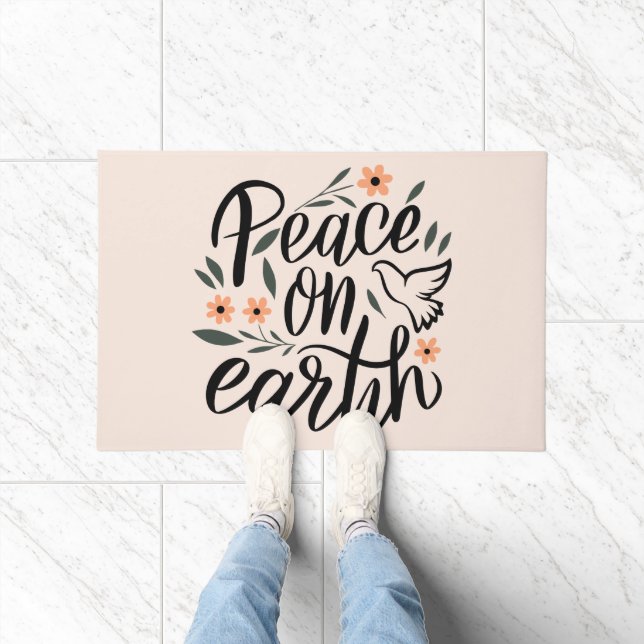 Peace on Earth Floral Design Doormat (Indoor)