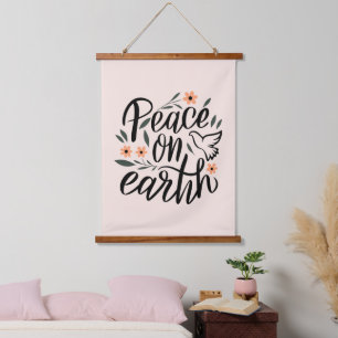Peace on Earth Floral Design Hanging Tapestry