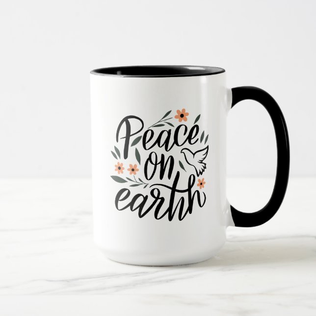 Peace on Earth Floral Design Mug (Right)