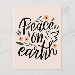 Peace on Earth Floral Design Postcard