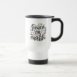 Peace on Earth Floral Design Travel Mug