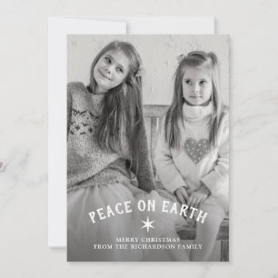 Peace on Earth for Christmas   Star and Photo Holiday Card