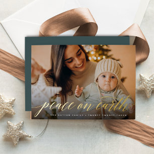Peace on Earth Full Photo Foil Holiday Card