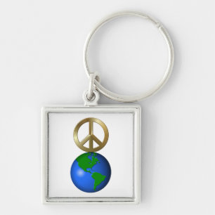 Peace on Earth Fun Rebus Style Word Puzzle Keychain