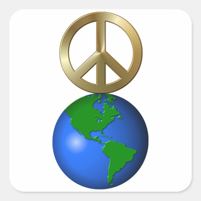 Peace on Earth Fun Rebus Style Word Puzzle Square Sticker (Front)