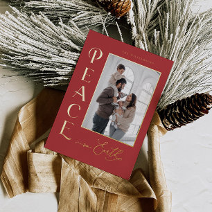 Peace on Earth Gold Foil Holiday Christmas Card