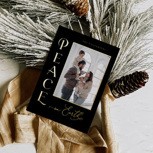 Peace on Earth Gold Foil Holiday Christmas Card