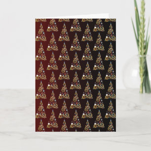 Peace on Earth golden Christmas tree pattern Holiday Card