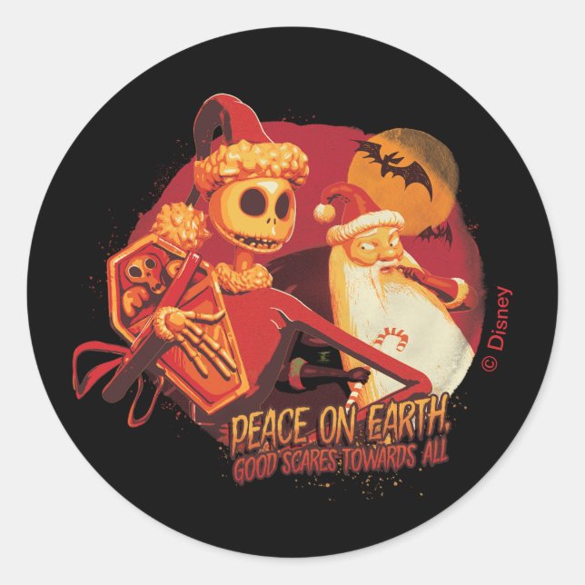 Peace On Earth Good Scares Towards All Classic Round Sticker (Front)