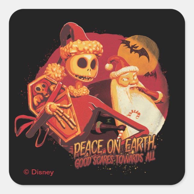 Peace On Earth Good Scares Towards All Square Sticker (Front)