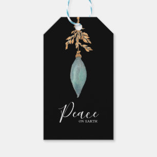 Peace on Earth Hand Painted Turquoise Watercolor  Gift Tags