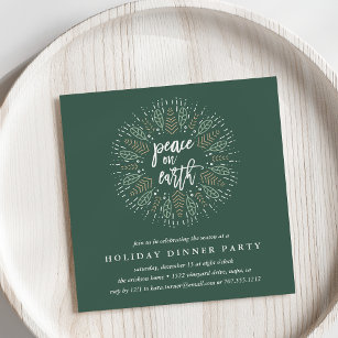 Peace on Earth   Holiday Dinner Party Invitation