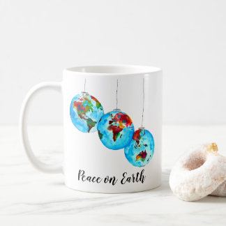 Peace on Earth Holiday Gift Christmas Watercolor Coffee Mug