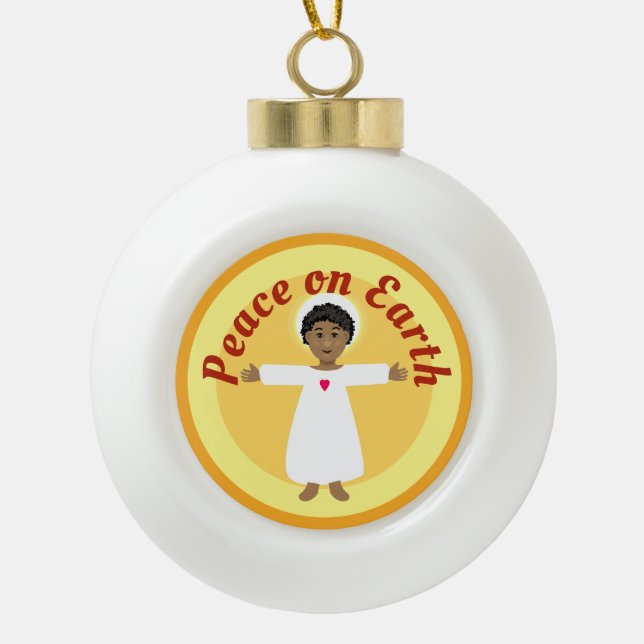 Peace on Earth Jesus  Ceramic Ball Christmas Ornament (Front)