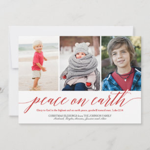 Peace On Earth Luke 2:14 Verse Holiday 3-Photo Red