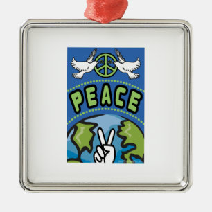 Peace on Earth Metal Ornament