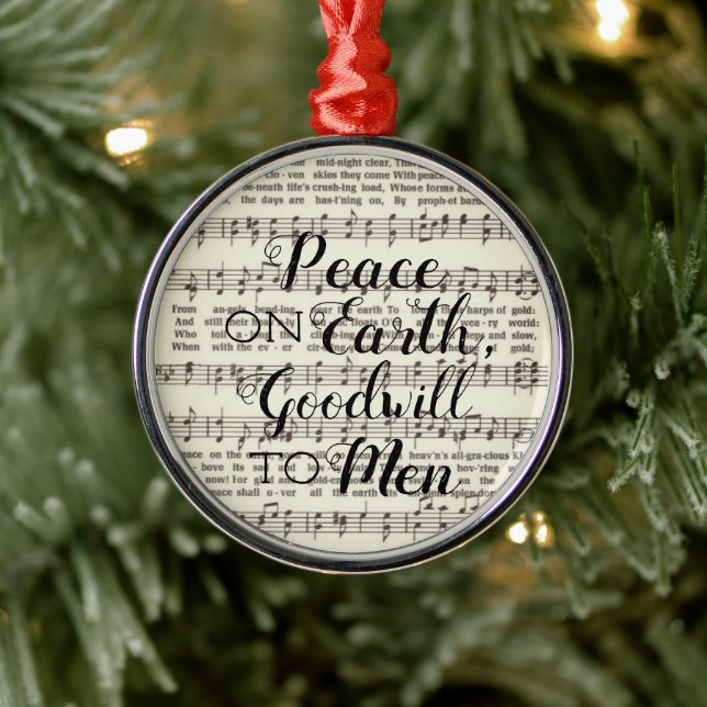 Peace on Earth Metal Ornament (Tree)